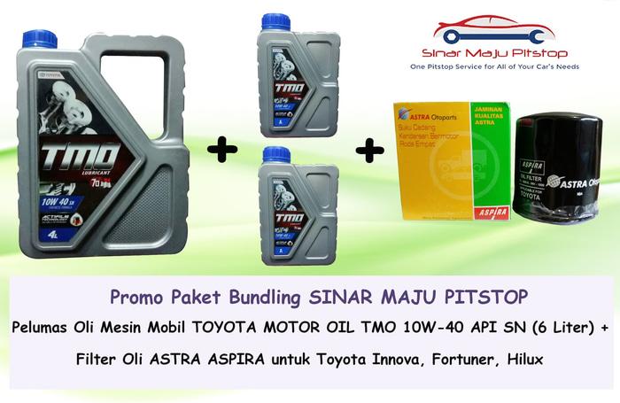 PAKET OLI MOBIL TMO 10W-40 (6 LITER) + FILTER OLI ASPIRA TOYOTA INNOVA / AKSESORIS MOBIL DAN MOTOR / MOBIL / VARIASI MOBIL / BERKUALITAS / VARIASI MOTOR / OTO-A3719