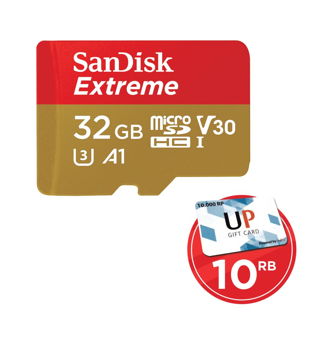 SanDisk Extreme 100MB/s Micro SDHC UHS-I U3 Card Class 10 - 32GB - FREE voucher UniPin