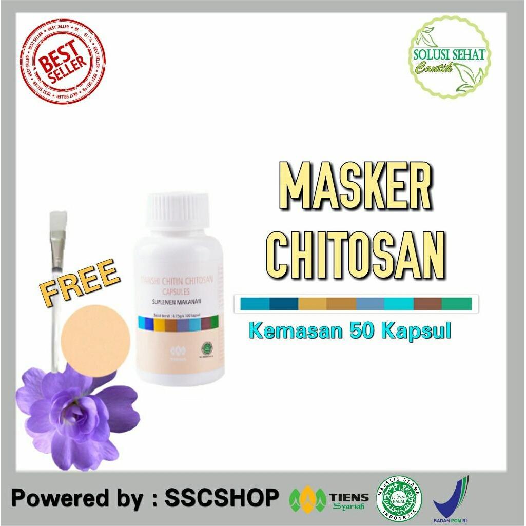 SSCSHOP / Tiens Chitosan Masker Wajah / Masker Cantik / Masker Jerawat / Chitosan / 50 Kapsul / Free Kuas / Free Spoon Facial / Paket 50 Hari
