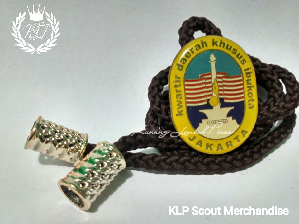 Pengikat Kacu Pramuka Ring Tali Kwarda DKI Jakarta Oval Besar Warna Coklat