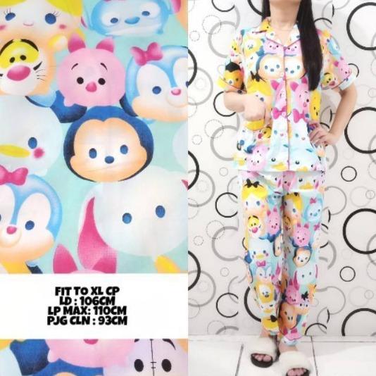 MichelleStore Piyama Wanita / Baju Tidur Boneka Tsum Tsum - Putih
