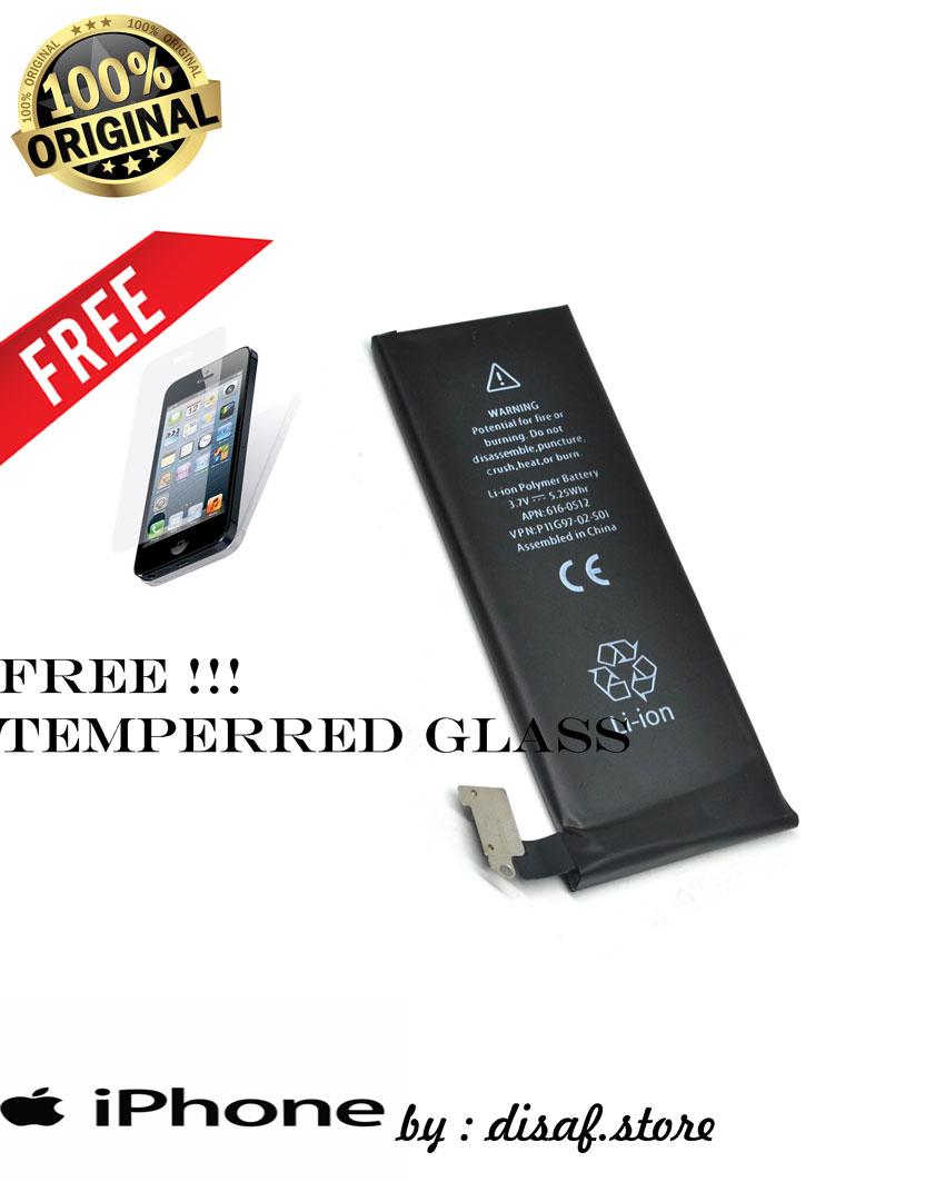 Baterai Batere Battery Batre Iphone 4 4g GSM CDMA Ori Original - Hitam - FREE !! Temperred Glass