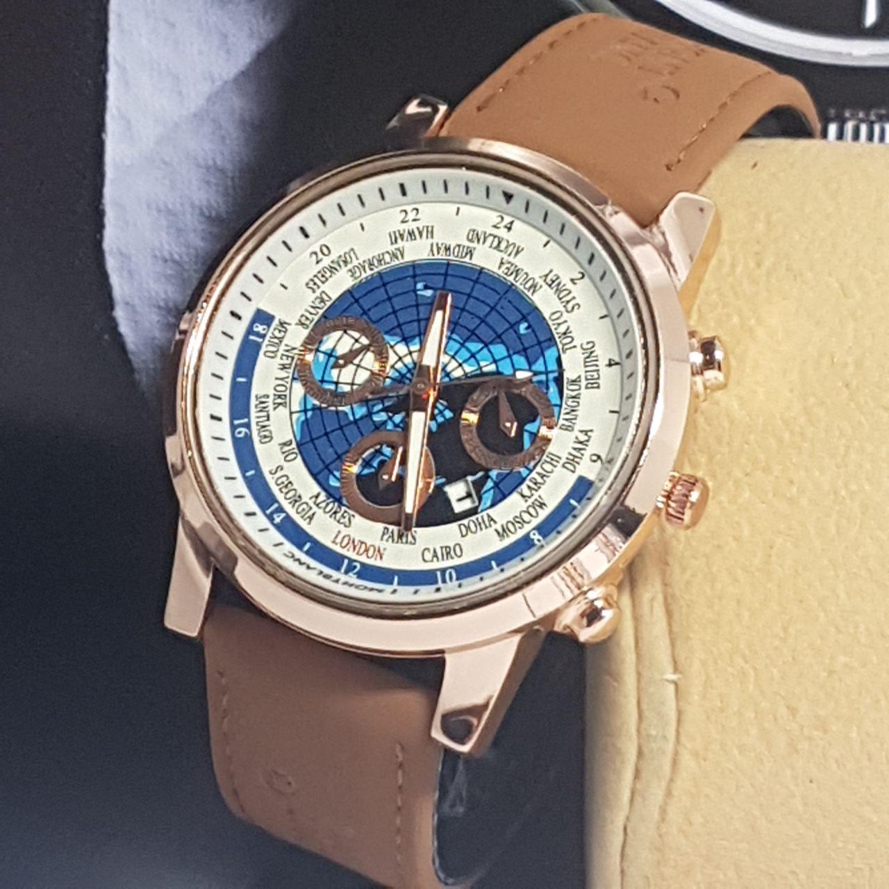 Jam Tangan Fashion Pria Montblanc Tanggal Aktif Leather Strap