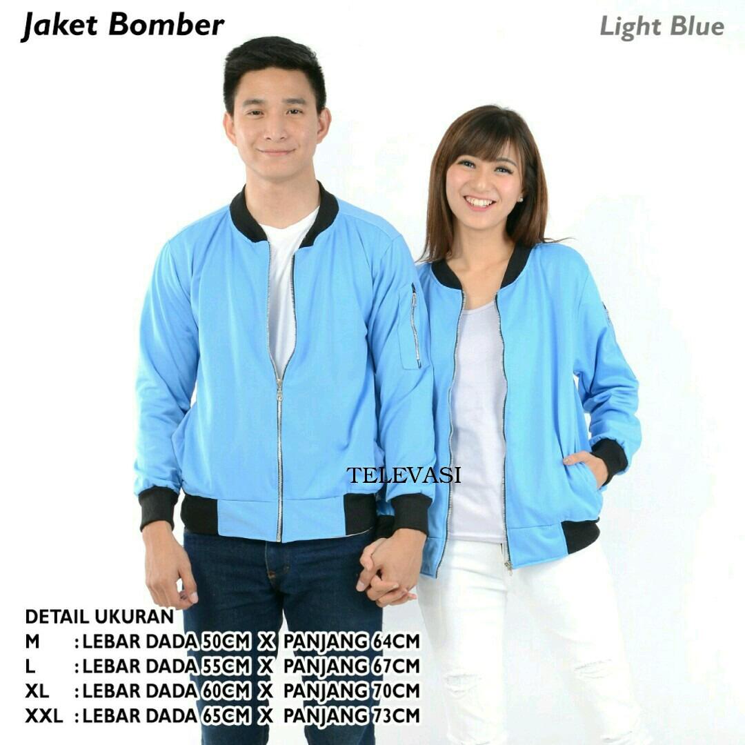 TELEVASI JAKET BOMBER LIGHT BLUE SIZE M-XXL (PRIA & WANITA)