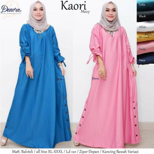 Gamis Syari KAORI Ibu JUMBO - Lengan Bisa Panjang - Balotelli Pesta Kondangan Jalan-Jalan Pengajian (GREY)