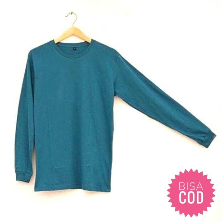 Kaos T-shirt Polos Unisex Pria Wanita Dewasa Lengan Panjang Katun Longsleeve Cotton Combed Distro