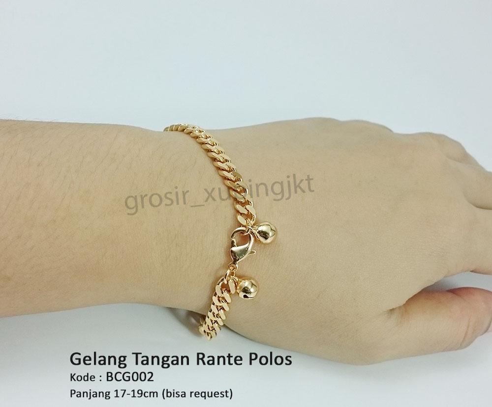 shanel jewelry gelang tangan rante polos silver gold xuping lapis emas 18k anti karat untuk pria dan wanita bracelet bcW002 dan bcg002