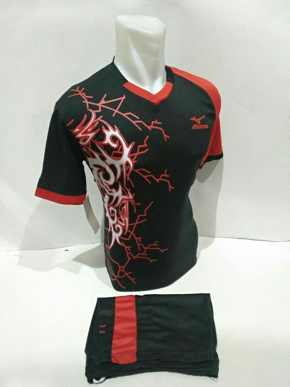 Baju Kaos Jersey Setelan Olahraga Bola Futsal Volly MZ 04 Hitam merah