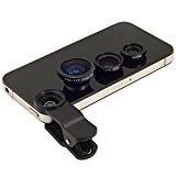 FC Hitam Universal Clip-On 180 Derajat 3 In 1 Fisheye + Wide Angle + Makro Lensa Kamera Peralatan untuk I Phone 5 5 S 4 S 6 Samsung Galaxy S5/S4/S3 Note 4/3/2 HTC BlackBerry Bold Touch, sony Xperia, Motorola Droid