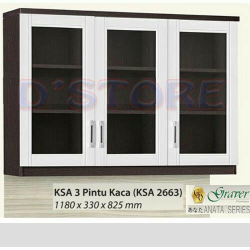 Lemari Gantung Dapur Anata 3 Pintu Kaca