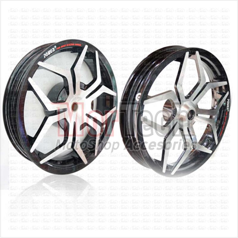 Power Velg Pelek Racing Star Tapak Lebar Motor Mio M3 125 Palang 5 Ring 14 Lebar 215 Depan 250 Belakang Hitam Chrome