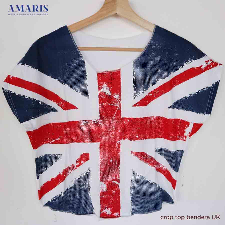 Crop Top Wanita - Baju Atasan Wanita Motif Bendera UK - Amaris