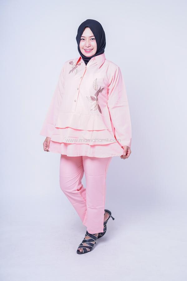 Setelan Muslim Layer Daun / Baju Modern / Dress Korea / Baju Kekinian / Baju Hamil Kerja / Baju Hamil dan Menyusui / Hamil / Kehamilan / Ibu Hamil / Harga Mumer / Terbaru.