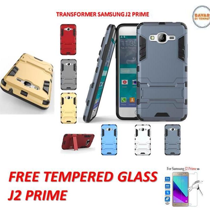 CASE  ROBOT TRANSFORMER HARDCASE IRON MAN WITH STANDING  FOR SAMSUNG GALAXY J2 PRIME  LIMITED EDITION FREE TEMPERED GLASS