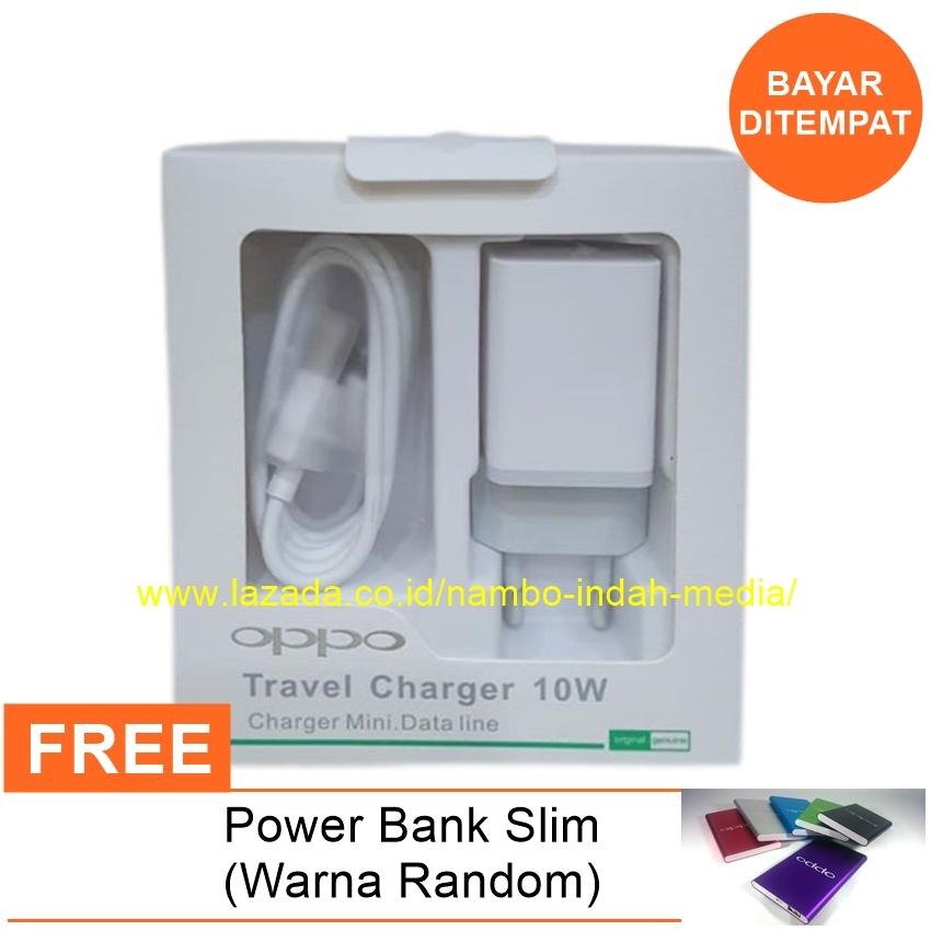 OPPO Travel Charger AK933GB 5v - 2A For OPPO F3 A37 A57 A39 A71 Support Fast Charging - White + Free Power Bank