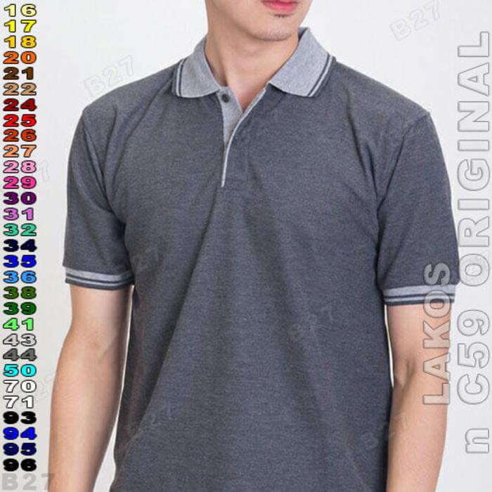 C59 Original K2-44 Kaos Polo Shirt Pria Lakos Polos Abu Tua Misty