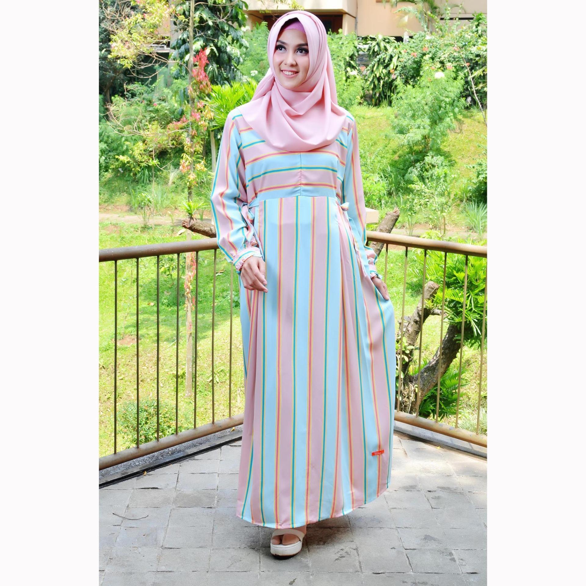Gamis Syari Nibras NS 25 Salem Hijau Muda Biru Muda