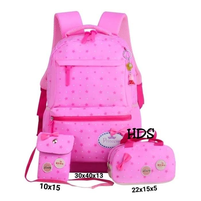 Tas Ransel Anak Sekolah Laki Perempuan 3in1 BTX Murah PNK - Merah Muda