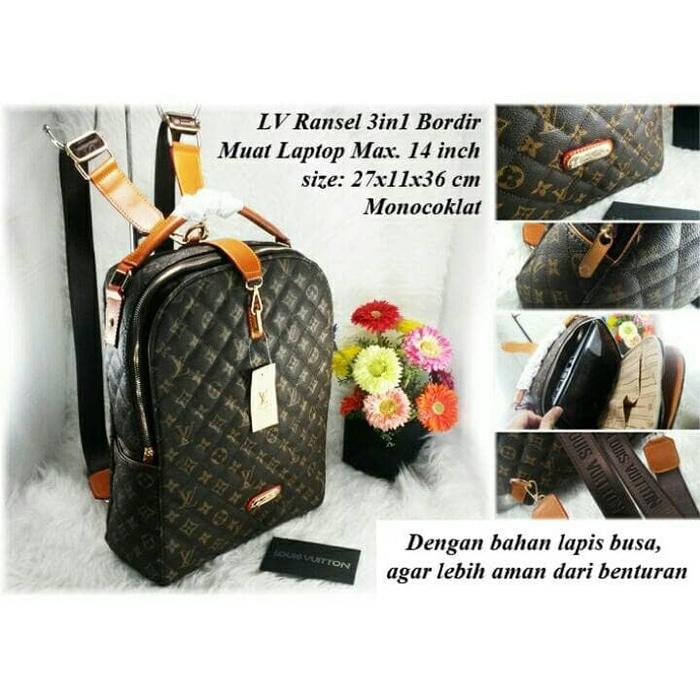 PROMO!!! Tas Fashion Wanita LV Ransel 3 in 1 Kulit Bordir (muat laptop 14 inch) - u142rg