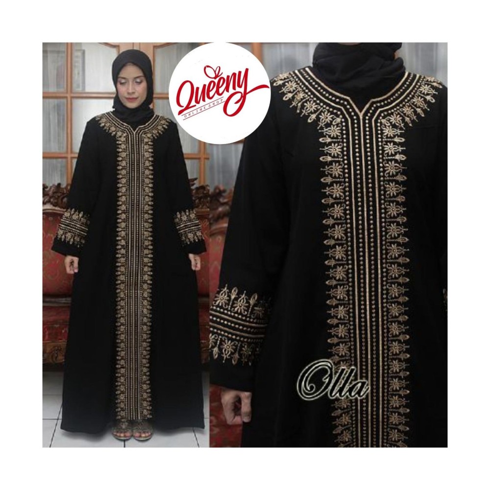 gamis abaya hitam - abaya dubai fashion muslim - tersedia ukuran jumbo