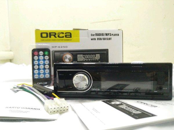 Car Audio Mobil Head Unit Tape Single Din 1din Radio MP3 USB ORCA MP-6250 Termurah Surabaya Jakarta Semarang Bandung
