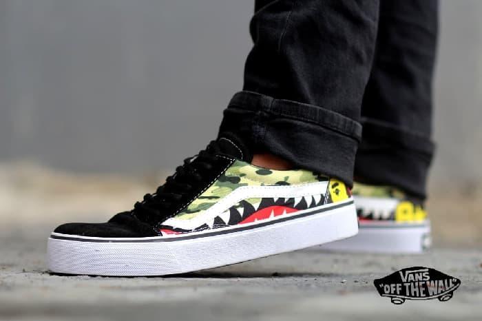 Promo DISKON MURAH SEPATU SNEAKERS TRENDY KEREN VANS OLD SKOOL SHARK BAPE Diskon