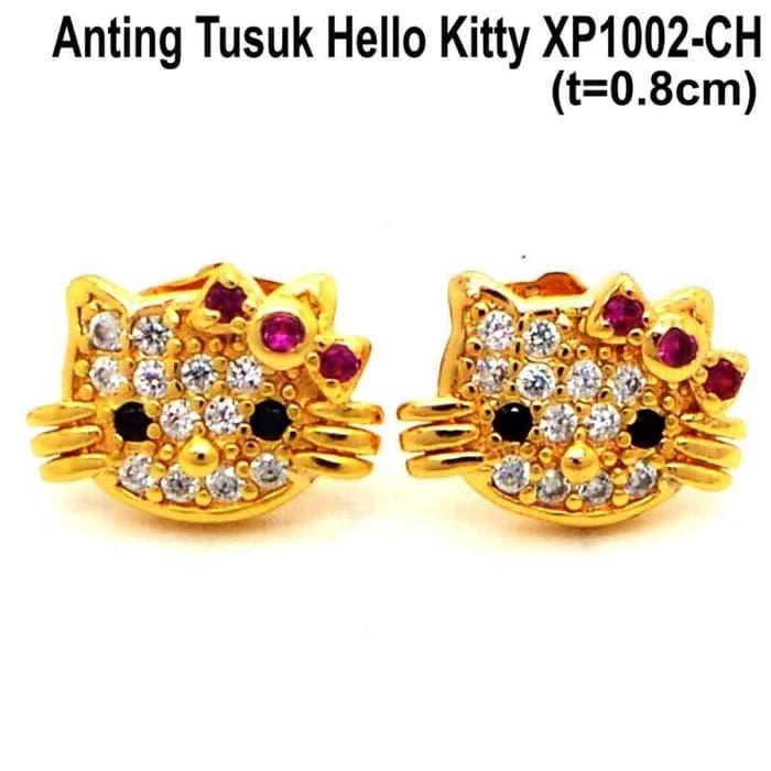 Anting Tusuk Hello Kitty Perhiasan Lapis Emas Gold Aksesoris Wanita XP1002G