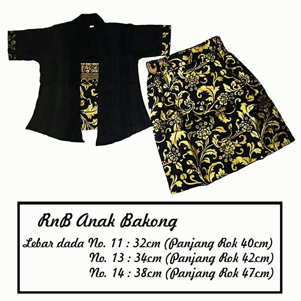 Setelan Batik Anak Perempuan Kebaya Kutubaru Hitam Gold