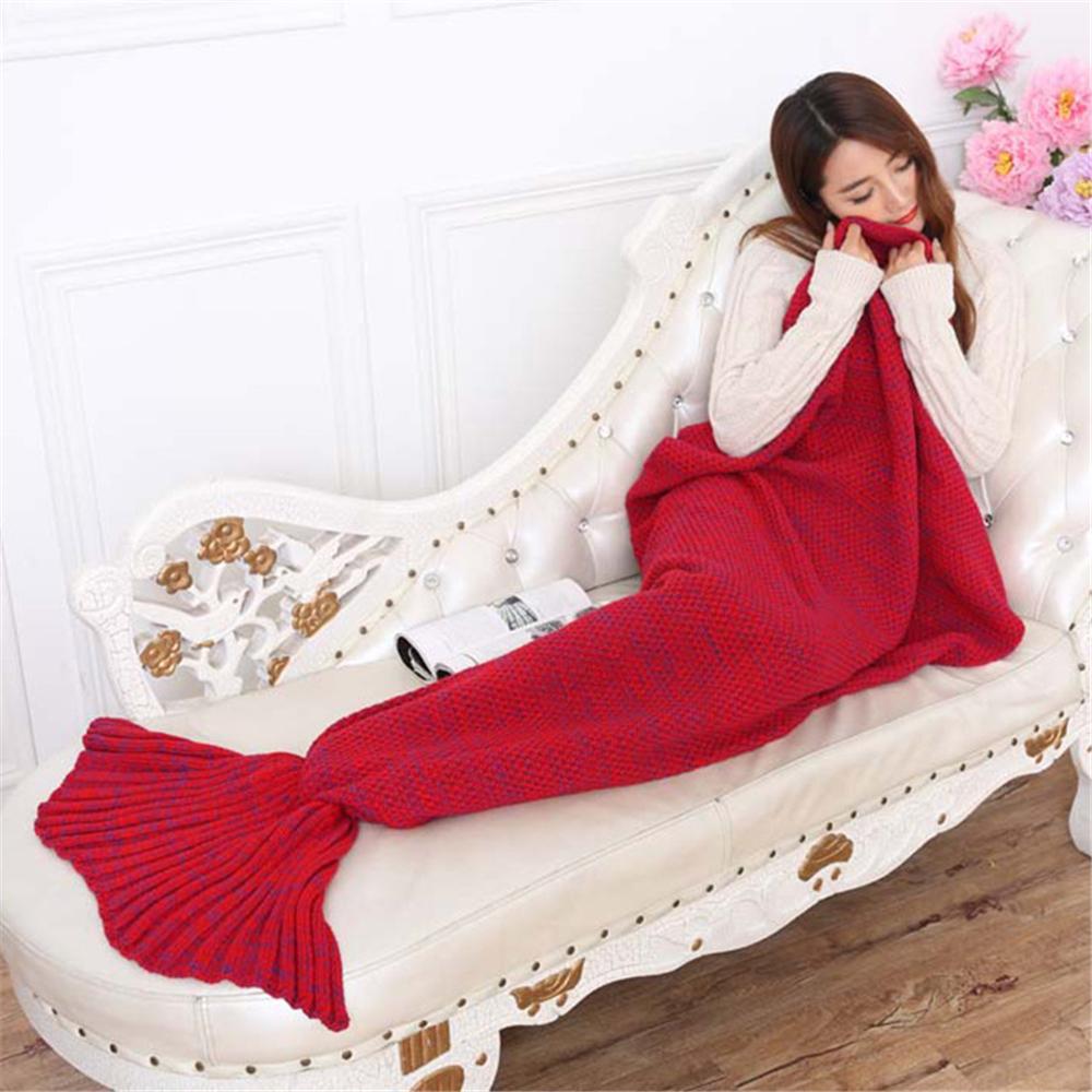 Rimas Selimut Rajut Model Putri Duyung 70 X 140 CM - Red