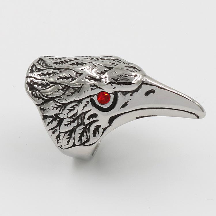 Ek Baja Titanium Elang Cincin Eropa atau Amerika Pria Retro Permata Pribadi Elang Cincin Anti Karat Pria Hadiah Liburan Cincin(USA Size 7-14) -Internasional