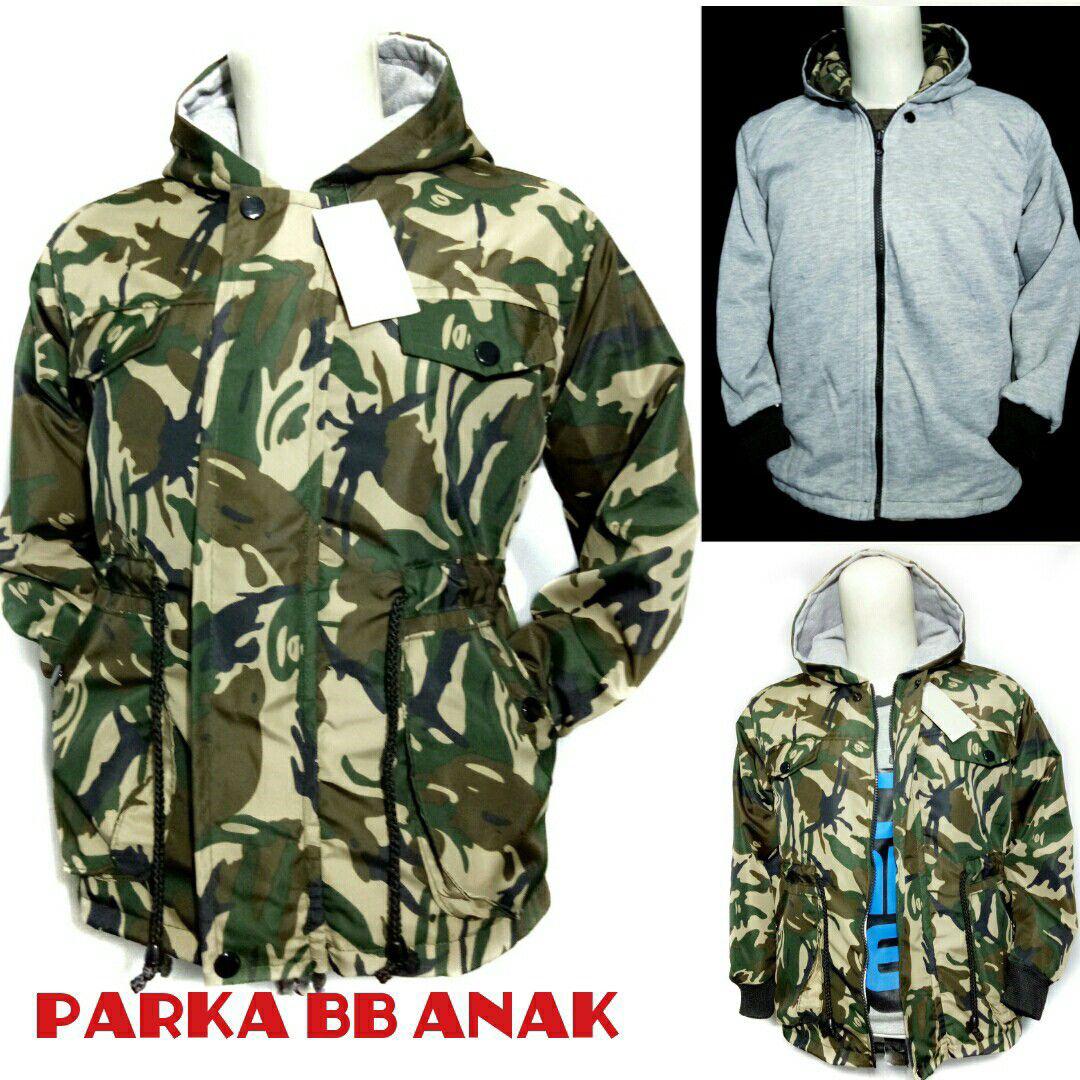 Jaket anak parka bolak balik loreng tentara army unisex pria wanita