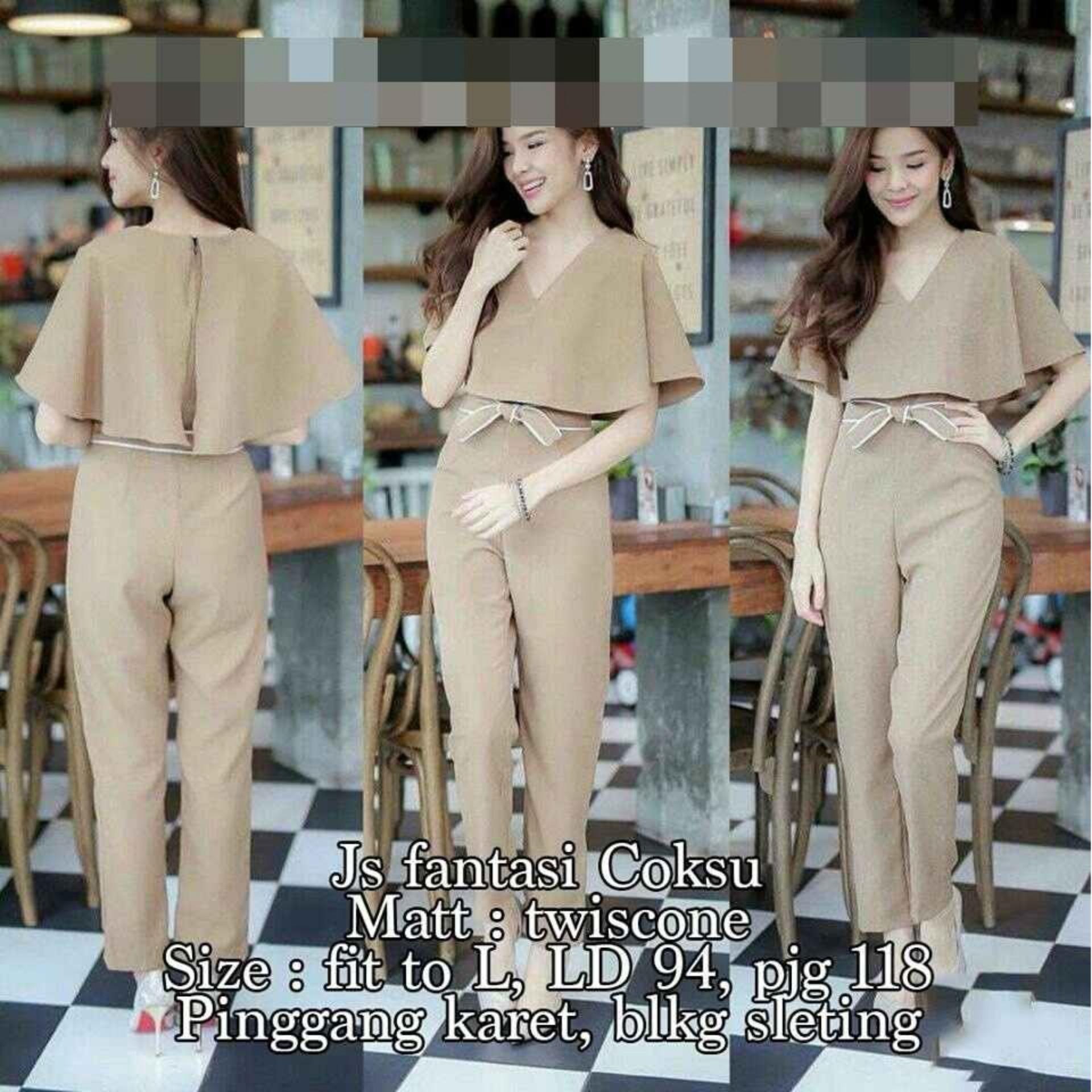 DeluxeBrand JS Fantasi Coksu / Setelan Wanita /Jamsuit / Jamsuit Wanita / Celana Panjang / Celana Kodok / Baju Kodok