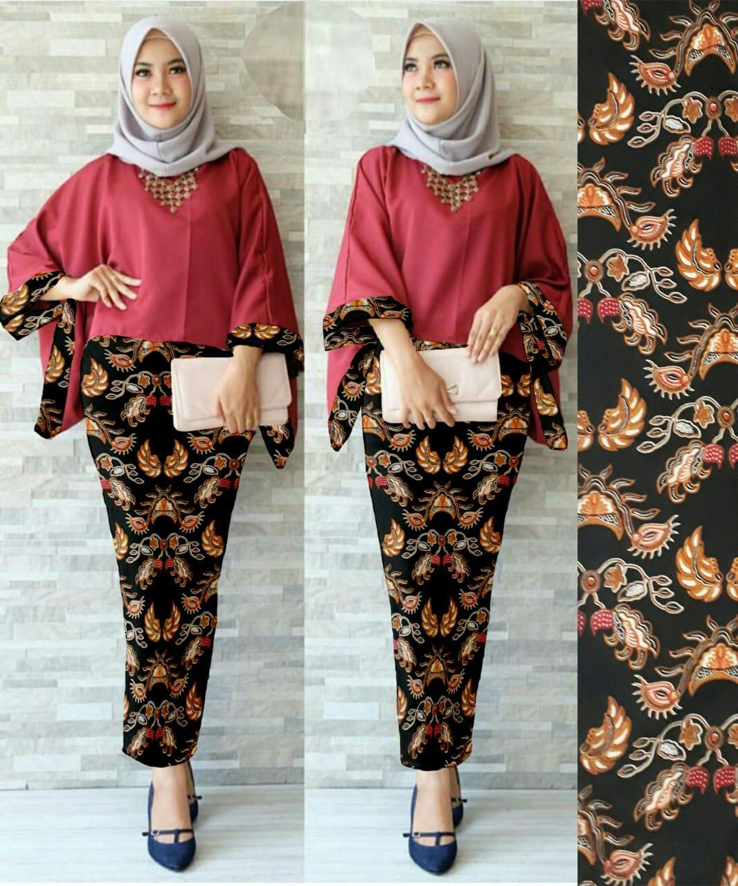 J&C Setelan 2In1 New Batwing Keong / Atasan Batwing / Setelan Kebaya Batwing / Baju Pesta / Kebaya Muslim / Rok Panjang Batik / Rok Batik / Baju Muslim / Hijab Style