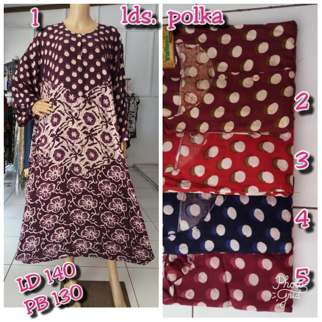 daster gamis super jumbo daun polka: LD 132-134