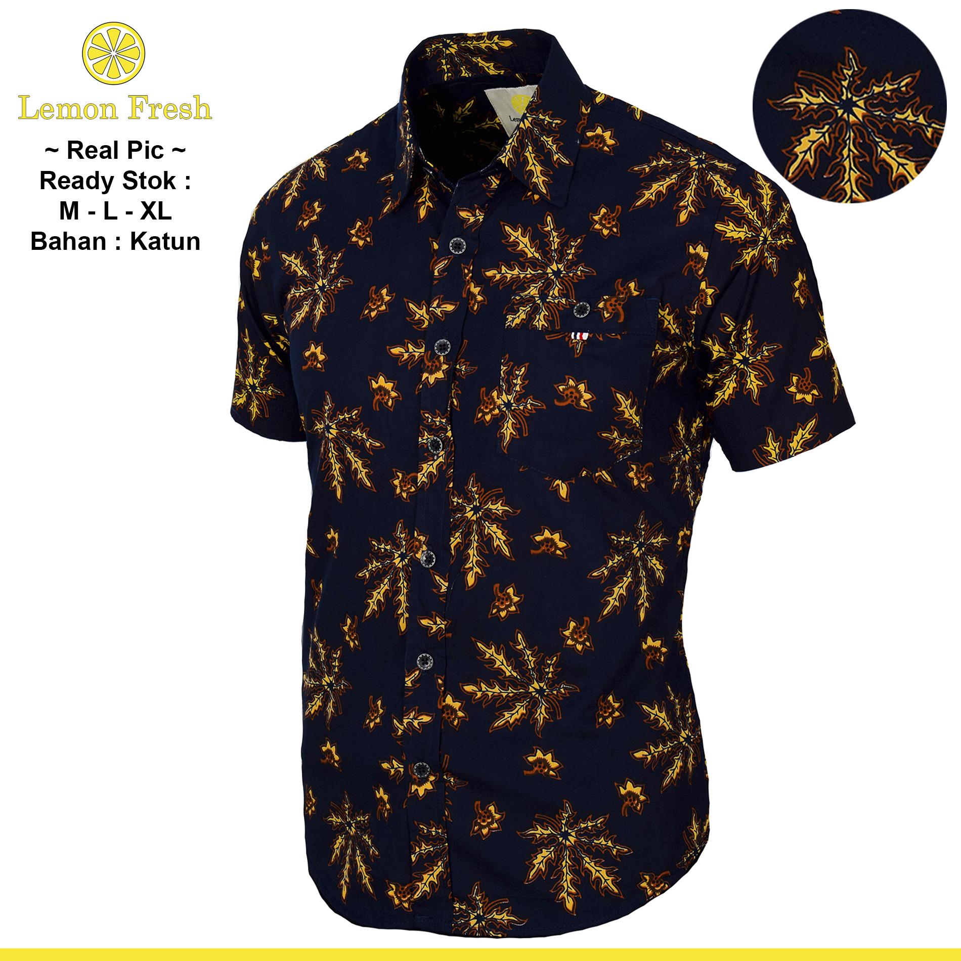 Kemeja Pria Keren Lengan Pendek Panjang Motif Batik Polos Flanel - KODE RAFAEL
