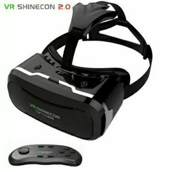 SELALU ADA - Shinecon VR Virtual Reality 3D Glasses Google Cardboard 2.0 VR Headset 3D VR BOX Kacamata untuk 4.7-6 Inch Smart Phone + Gamepad-Intl
