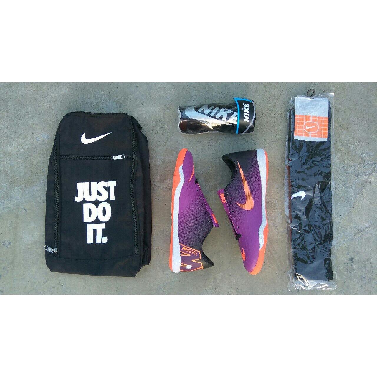 Sepatu Futsal Keren Sol Tebal Dan Kuat UNGU Bonus Tas, Decker Dan Kaos Kaki
