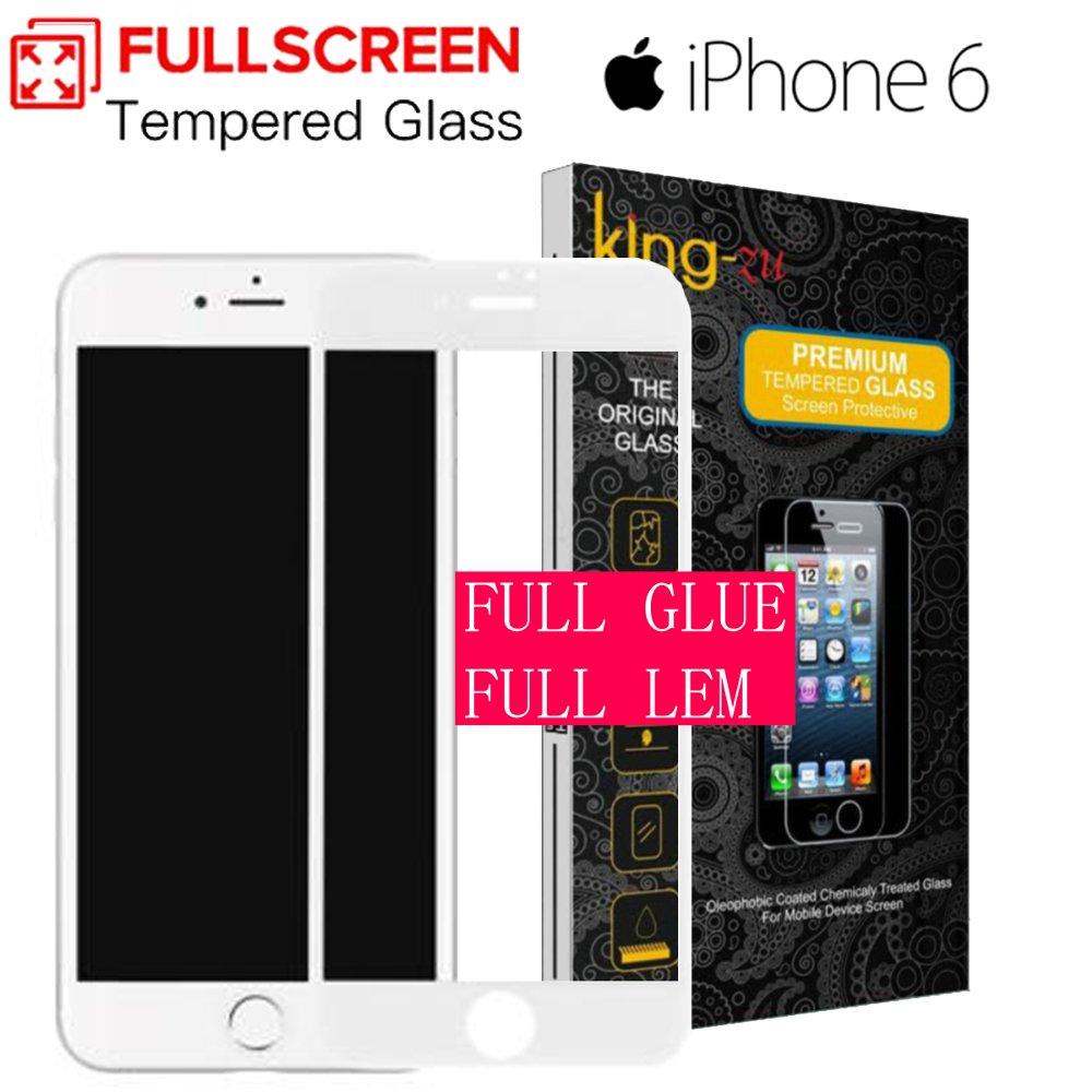 King Zu Anti Gores Kaca Full LEM IPHONE 6 LAYAR 4,7 Premium Putih