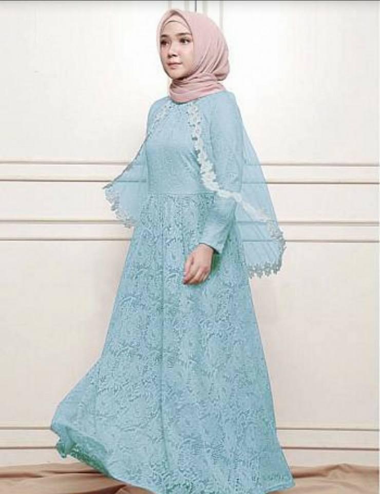 gamis wanita terbaru, gamis frosen brukat, baju muslim wanita