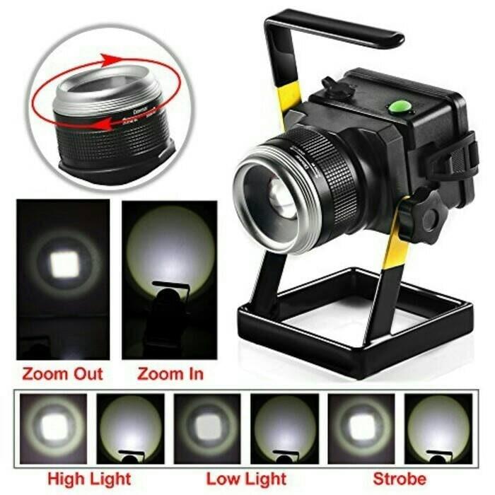 Lampu Sorot Portable 100w - Lampu Tembak Portable - Lampu Emergency T6