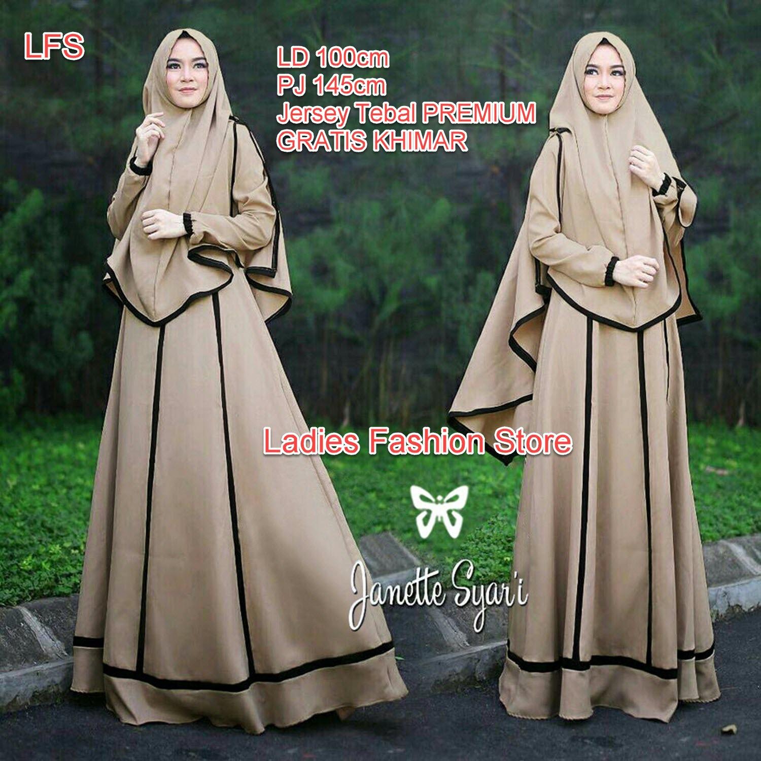 Gamis Wanita Syari / Dress Muslimah / Hijab Muslim / Baju Muslim Syar'I / Baju Muslim / Gaun Muslimah Murah / Fashion Maxi / Maxi Dress Lengan Panjang / Setelan Muslim / Atasan Muslimah / Hijab (nettaja) SS - Mocca D1C