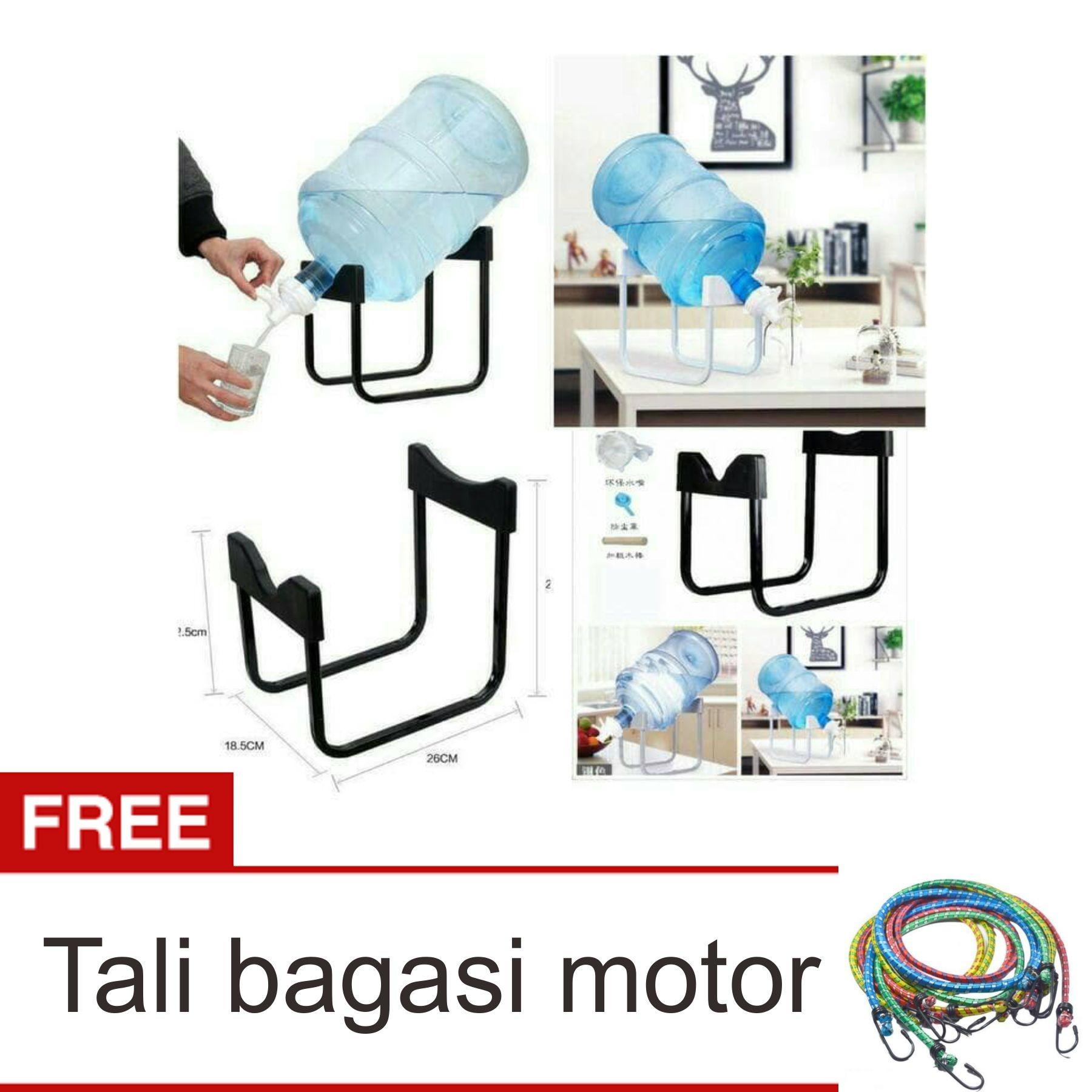 Lanjarjaya Rak Galon Tatakan Galon + Kran Air Galon / Dispenser Air Galon / Dispenser Minuman / Tatakan Aqua / Rak Besi Warna Random + Tali Bagasi Motor