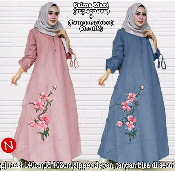 Rp 101.000 cn 6774 salma maxi dress terusan gamis syari hijab baju muslim simple elegan gaun pesta ...