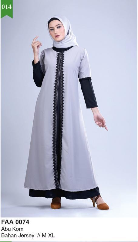 Garsel Fashion Baju Gamis Wanita - bahan jersey - Murah & berkualitas (Abu Kom) FAA 0074