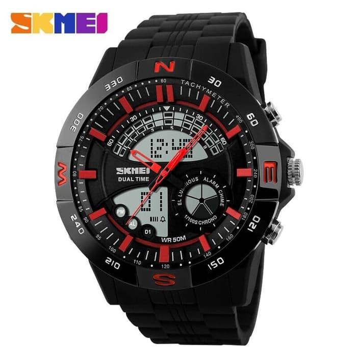 Harga Diskon!! Skmei Casio Men Sport Led Watch Ad1110 Hitam Merah - ready stock