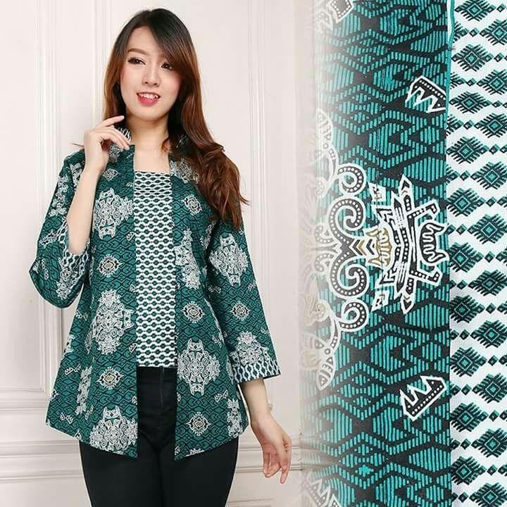 Cj collection Atasan blouse kemeja abaya batik wanita jumbo shirt Jemi M - XL
