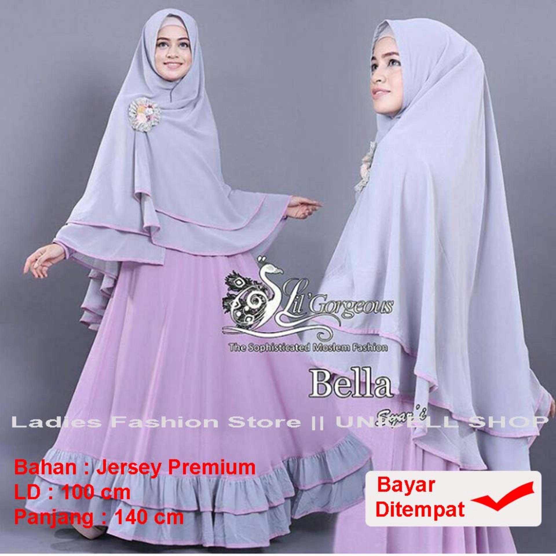 UC Baju Gamis Dress Muslim Syari Wanita EYYA Polos (LLABE) 1N - Lavender ( Dapat Jilbab ) / Hijab Muslimah / Baju Muslimah Wanita / Syari Syari'i Muslim / Gaun Muslim / Long Dress Muslimah Wanita