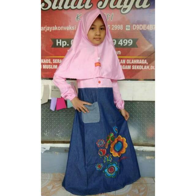 Gamis anak Hafidz terusan bordir bunga usia 2-12th (no 9 merah)