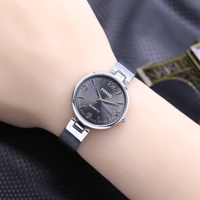 DISKON Jam Tangan Wanita / Cewek Fossil Ladies Tania Rantai Silver Black TERMURAH
