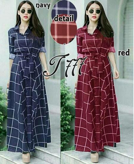 J&C Long Dress Clote Square / Kemeja Long Dress / Long Dress Kemeja Katun  / Kemeja Katun Dress / Maxi Dress Katun / Baju Muslim Katun / Gamis Katun